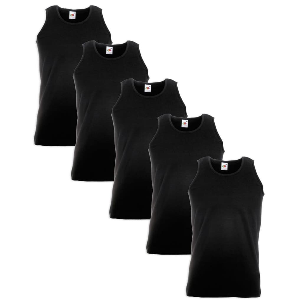 5 Fruit of the Loom Value Weight Tank Top Cotton Black XL